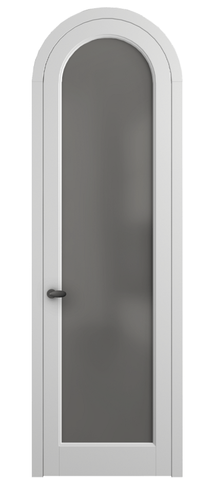 Межкомнатная дверь Palazzo 6814 Матовый белоснежный Сатинированное серое стекло, триплекс Цена 125159 ₽ | Volhovec