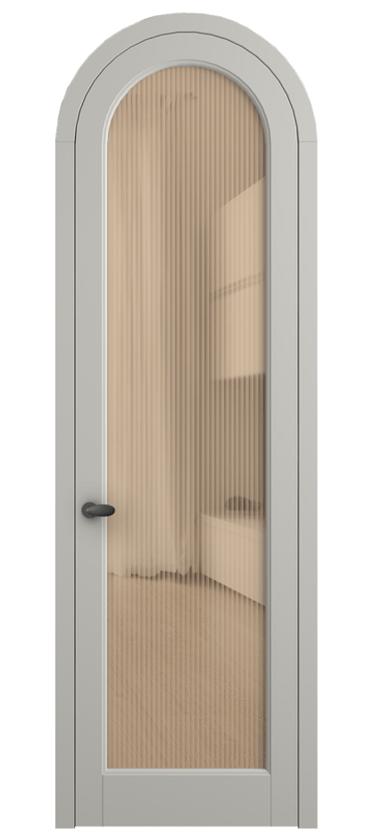 Межкомнатная дверь Палаццо 6814 Матовый тёплый серый Рифлёное оранжевое стекло "Moru", триплекс Цена 133159 ₽ | Volhovec