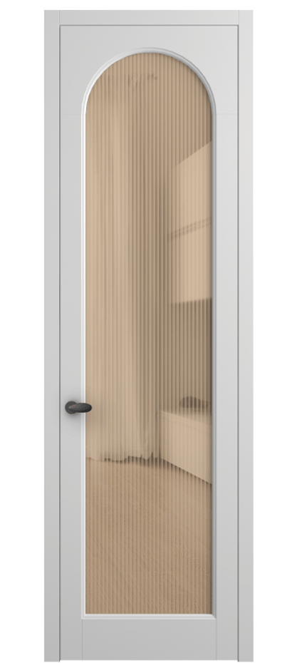 Межкомнатная дверь Палаццо 6804 Матовый белоснежный Рифлёное оранжевое стекло "Мору", триплекс Цена 105029 ₽ | Volhovec