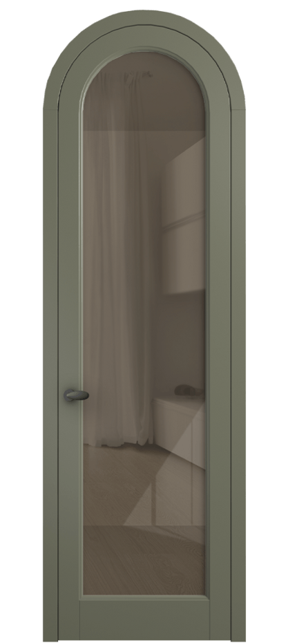 Межкомнатная дверь Палаццо 6814 Матовый оливковый тёмный Рефлективное бронзовое стекло "Стопсол", калёное Цена 133159 ₽ | Volhovec