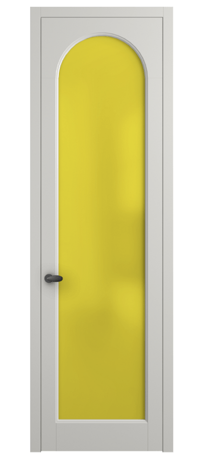 Межкомнатная дверь Palazzo 6804 Матовый серый Сатинированное жёлтое стекло, триплекс Цена 97029 ₽ | Volhovec