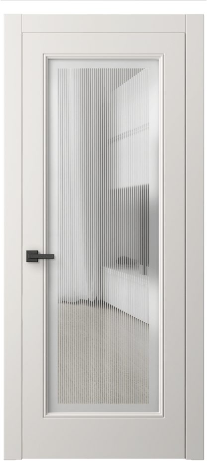 Межкомнатная дверь Linea 8300 Матовый пудровый белый Сатинированное с гравировкой "Каннелюры", триплекс Цена 83699 ₽ | Volhovec