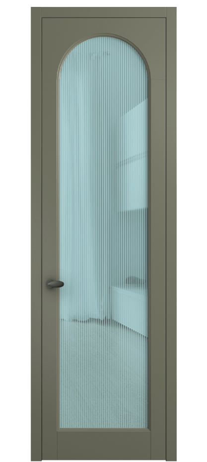 Межкомнатная дверь Палаццо 6804 Матовый оливковый тёмный Рифлёное голубое стекло "Дюна", триплекс Цена 103029 ₽ | Volhovec