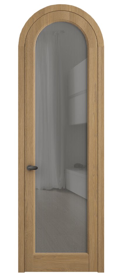 Межкомнатная дверь Палаццо 6814 Дуб пшеничный матовый Рифлёное серое стекло "Дюна", триплекс Цена 212349 ₽ | Volhovec