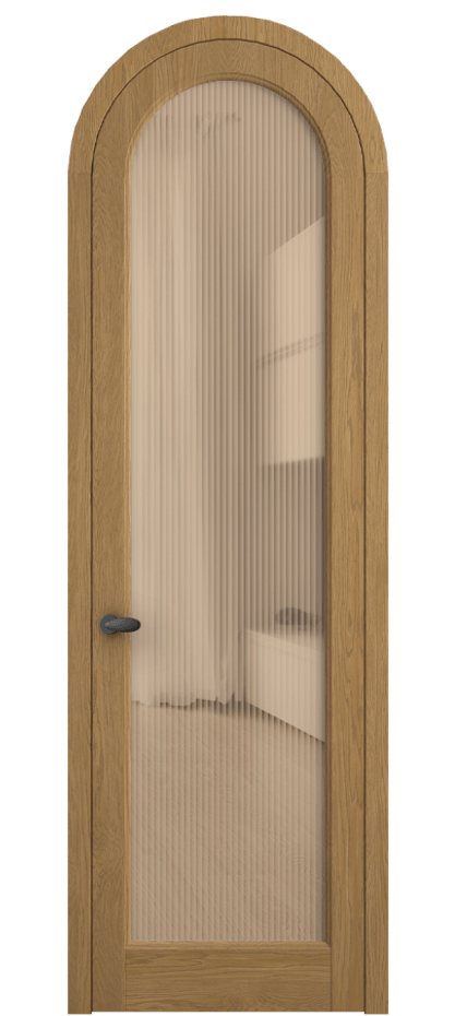 Межкомнатная дверь Палаццо 6814 Дуб солнечный матовый Рифлёное оранжевое стекло "Мору", триплекс Цена 214349 ₽ | Volhovec