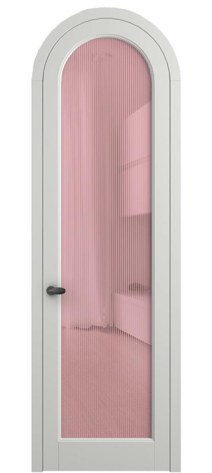 Межкомнатная дверь Палаццо 6814 Матовый светло-серый Рифлёное розовое стекло "Дюна", триплекс Цена 131159 ₽ | Volhovec