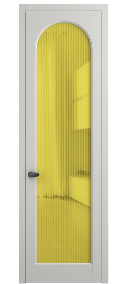Межкомнатная дверь Палаццо 6804 Матовый серый Рифлёное жёлтое стекло "Moru", триплекс Цена 105029 ₽ | Volhovec