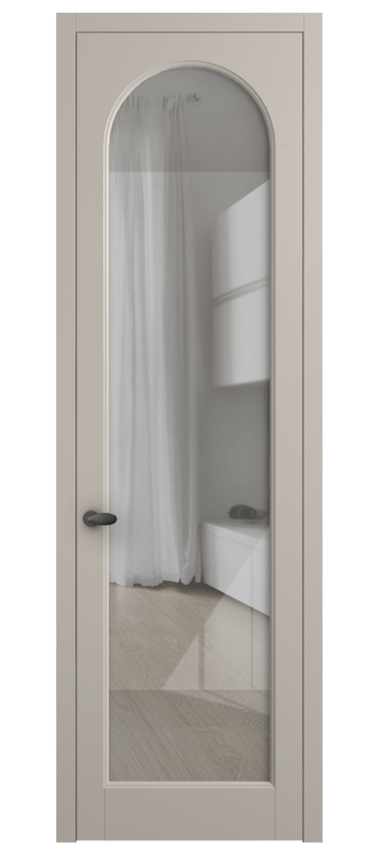 Межкомнатная дверь Палаццо 6804 Матовый светло-бежевый Рефлективное прозрачное стекло "Стопсол", калёное Цена 105029 ₽ | Volhovec