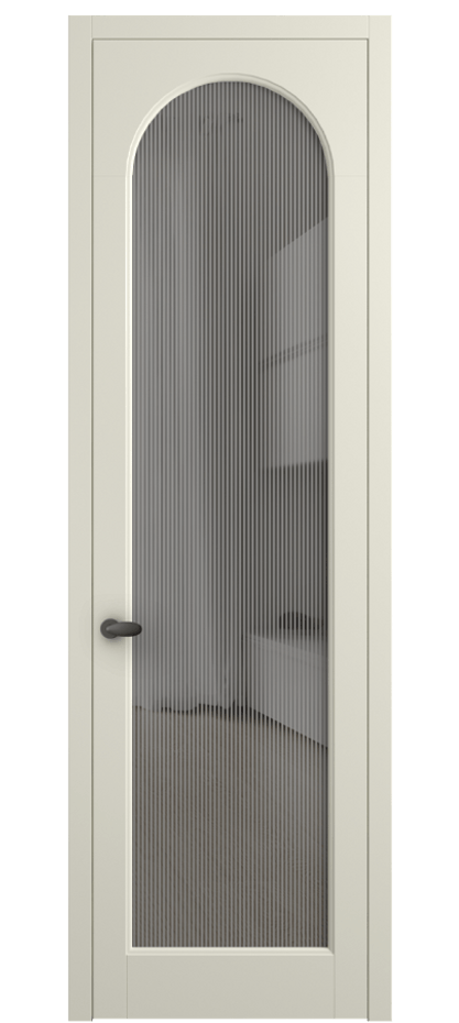 Межкомнатная дверь Палаццо 6804 Матовый молочно-белый Рифлёное серое стекло "Дюна", триплекс Цена 103029 ₽ | Volhovec