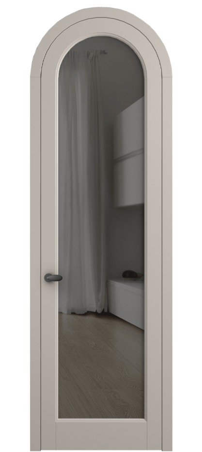 Межкомнатная дверь Палаццо 6814 Матовый светло-бежевый Прозрачное серое стекло, триплекс Цена 128259 ₽ | Volhovec