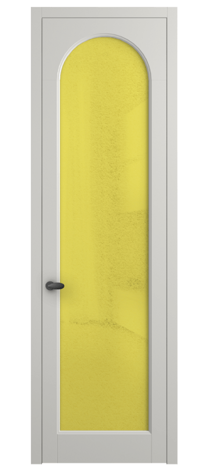 Межкомнатная дверь Палаццо 6804 Матовый серый Фактурное жёлтое стекло "Лёд", триплекс Цена 103029 ₽ | Volhovec