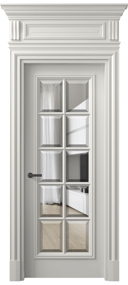 Межкомнатная дверь Антик 7310 Матовый серый Прозрачное стекло с фацетом Цена 187359 ₽ | Volhovec