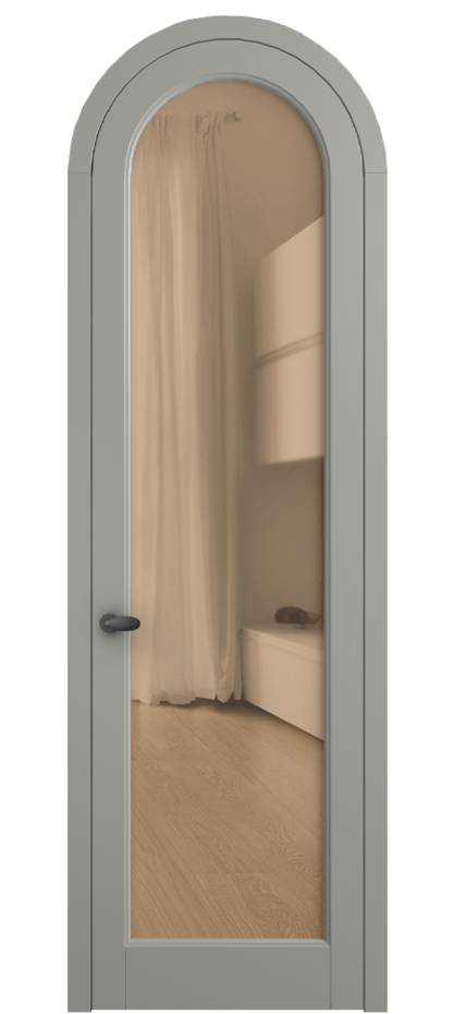 Межкомнатная дверь Palazzo 6814 Матовый нейтральный серый Прозрачное оранжевое стекло, триплекс Цена 125159 ₽ | Volhovec