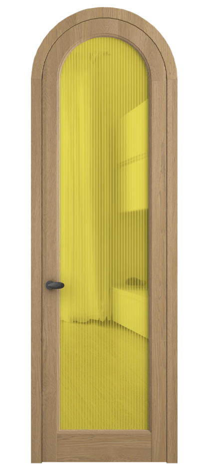 Межкомнатная дверь Палаццо 6814 Дуб соломенный матовый Рифлёное жёлтое стекло "Мору", триплекс Цена 214349 ₽ | Volhovec