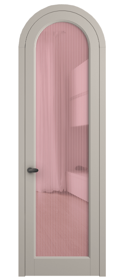 Межкомнатная дверь Палаццо 6814 Матовый светло-бежевый Рифлёное розовое стекло "Мору", триплекс Цена 133159 ₽ | Volhovec