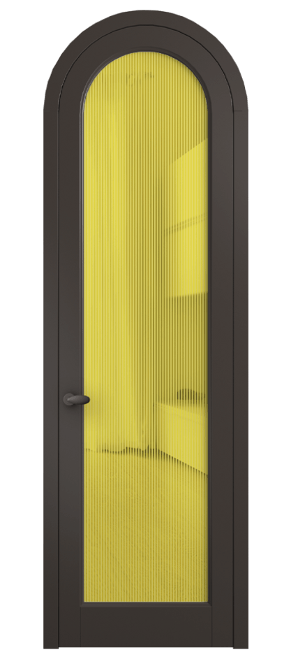 Межкомнатная дверь Palazzo 6814 Матовый антрацит Рифлёное желтое стекло "Дюна", триплекс Цена 131159 ₽ | Volhovec