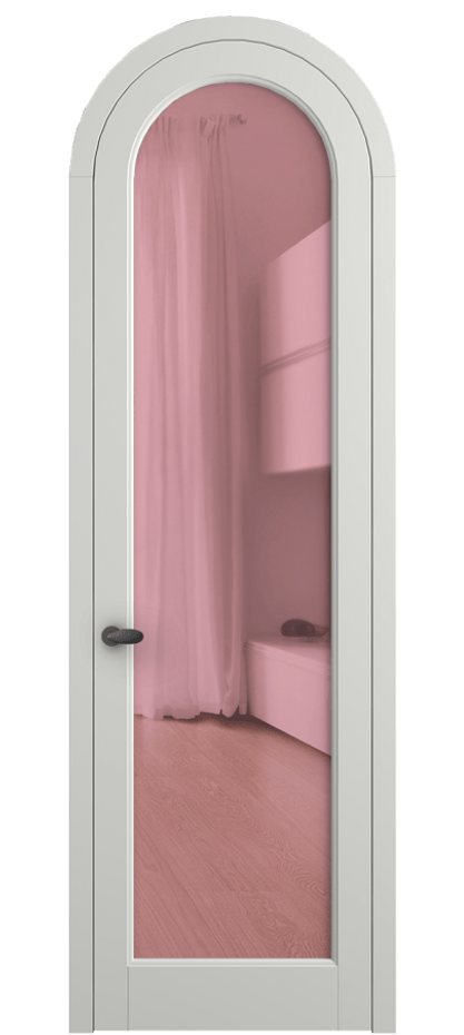 Межкомнатная дверь Палаццо 6814 Матовый светло-серый Прозрачное розовое стекло, триплекс Цена 125159 ₽ | Volhovec