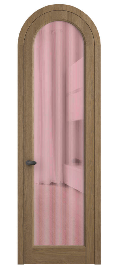 Межкомнатная дверь Палаццо 6814 Дуб мускатный матовый Рифлёное розовое стекло "Дюна", триплекс Цена 216649 ₽ | Volhovec