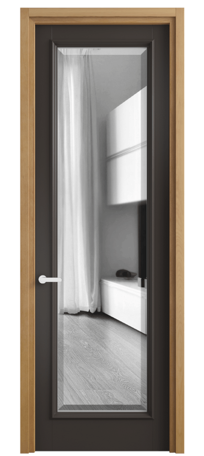 Межкомнатная дверь Шарм 6702 Матовый антрацит Двустороннее зеркало с фацетом, триплекс Цена 107399 ₽ | Volhovec