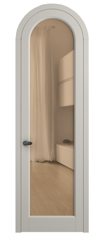 Межкомнатная дверь Palazzo 6814 Матовый облачно-серый Прозрачное оранжевое стекло, триплекс Цена 125159 ₽ | Volhovec