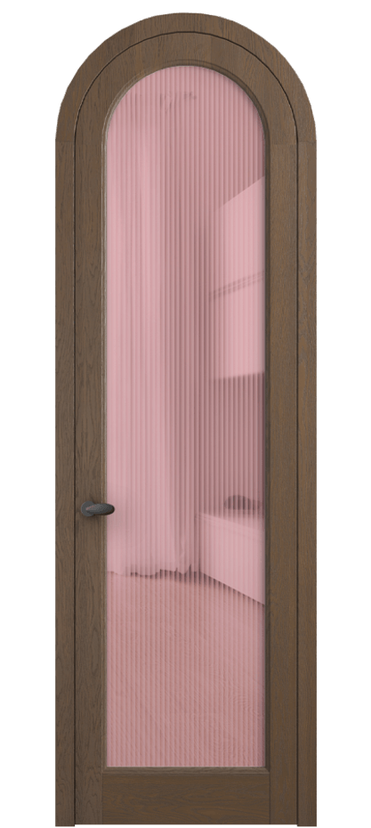 Межкомнатная дверь Палаццо 6814 Дуб туманный матовый Рифлёное розовое стекло "Мору", триплекс Цена 214349 ₽ | Volhovec