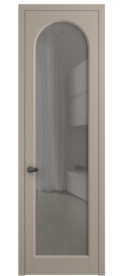 Межкомнатная дверь Палаццо 6804 Матовый бисквитный Рифлёное серое стекло "Дюна", триплекс Цена 103029 ₽ | Volhovec