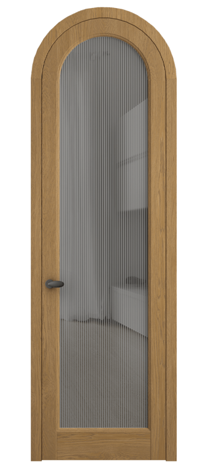 Межкомнатная дверь Палаццо 6814 Дуб солнечный матовый Рифлёное серое стекло "Дюна", триплекс Цена 212349 ₽ | Volhovec