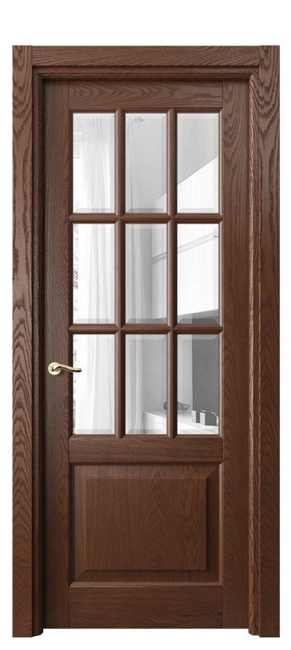 Межкомнатная дверь Лигнум 0748 Дуб коньячный брашированный Прозрачное стекло с фацетом Цена 176999 ₽ | Volhovec