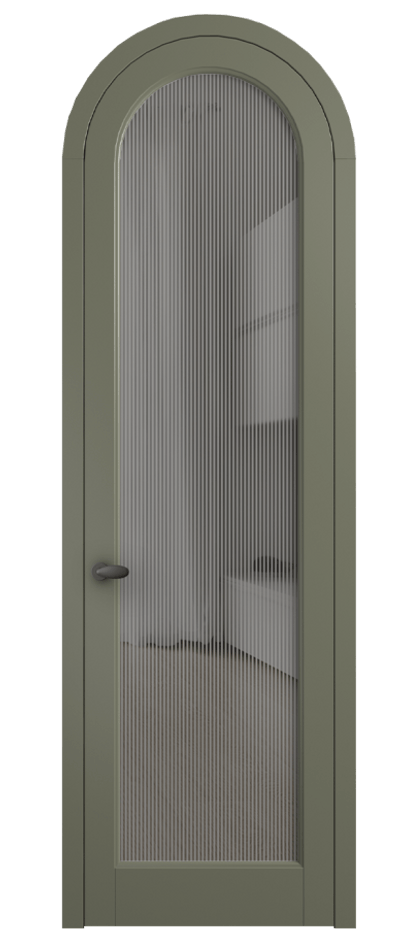 Межкомнатная дверь Palazzo 6814 Матовый оливковый тёмный Рифлёное серое стекло "Дюна", триплекс Цена 131159 ₽ | Volhovec