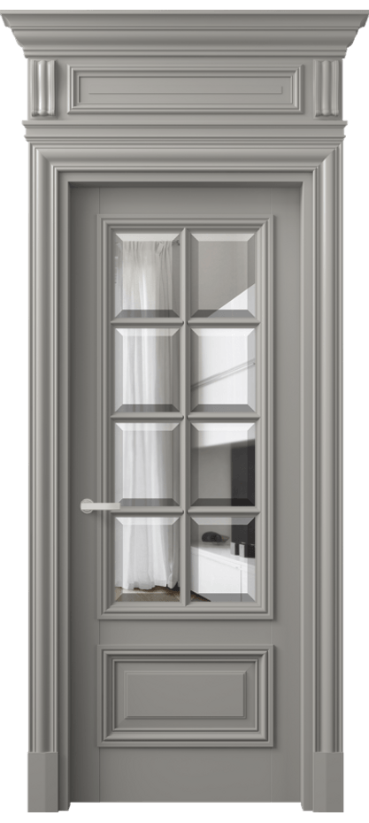 Межкомнатная дверь Антик 7316 Матовый нейтральный серый Прозрачное стекло с фацетом Цена 181709 ₽ | Volhovec