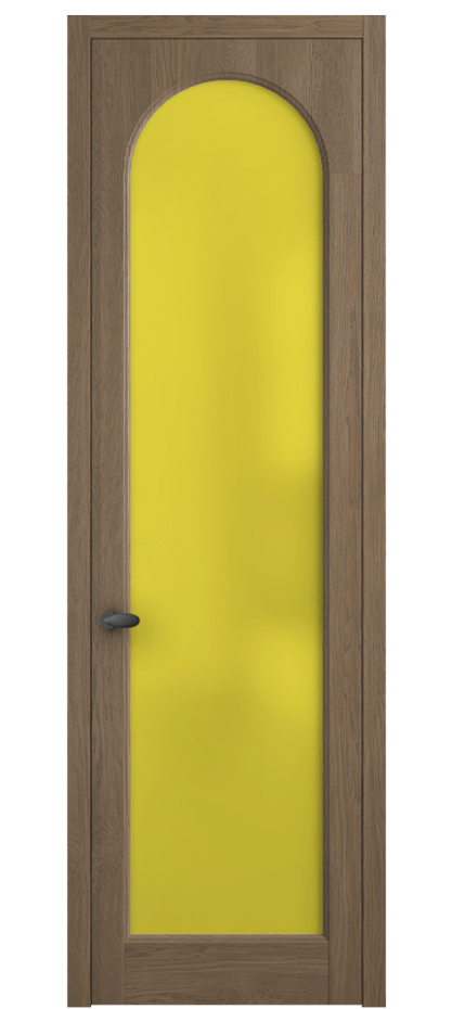Межкомнатная дверь Palazzo 6804 Дуб джутовый матовый Сатинированное жёлтое стекло, триплекс Цена 148229 ₽ | Volhovec