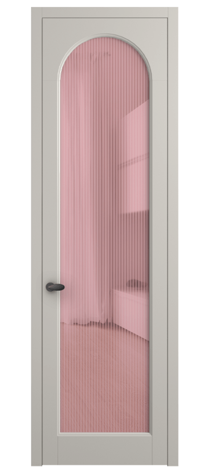 Межкомнатная дверь Палаццо 6804 Матовый облачно-серый Рифлёное розовое стекло "Мору", триплекс Цена 105029 ₽ | Volhovec