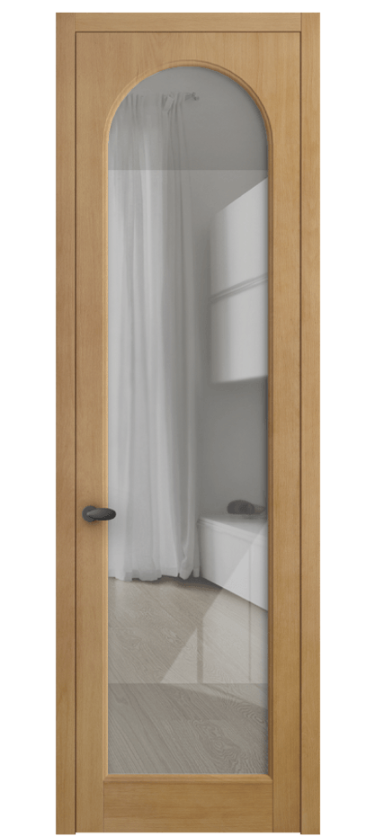 Межкомнатная дверь Палаццо 6804 Бук натуральный матовый Рефлективное прозрачное стекло "Стопсол", калёное Цена 129279 ₽ | Volhovec