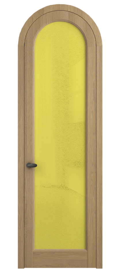 Межкомнатная дверь Palazzo 6814 Дуб соломенный матовый Фактурное жёлтое стекло "Лёд", триплекс Цена 212349 ₽ | Volhovec
