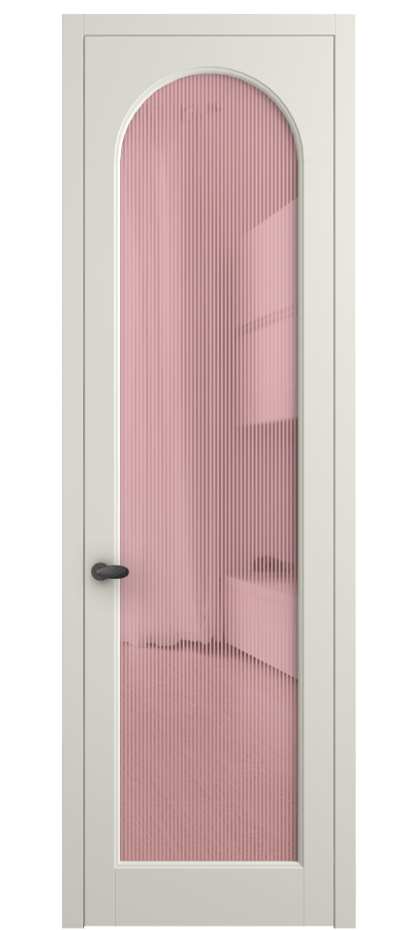 Межкомнатная дверь Палаццо 6804 Матовый жемчужный Рифлёное розовое стекло "Дюна", триплекс Цена 103029 ₽ | Volhovec