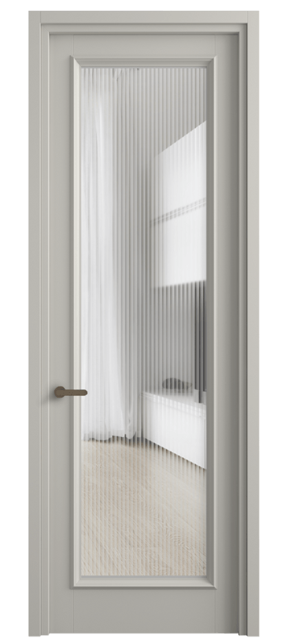 Межкомнатная дверь Шарм 6702 Матовый тёплый серый Рифлёное стекло "Мору", триплекс Цена 101899 ₽ | Volhovec