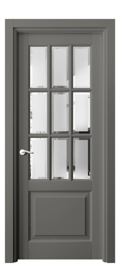 Межкомнатная дверь Лигнум 0748 Матовый классический серый Сатинированное стекло с фацетом Цена 124999 ₽ | Volhovec