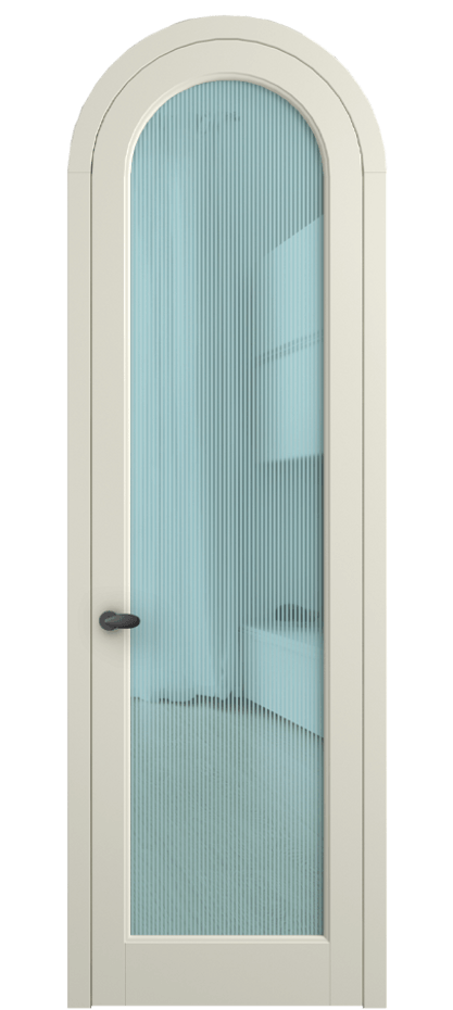 Межкомнатная дверь Palazzo 6814 Матовый молочно-белый Рифлёное голубое стекло "Дюна", триплекс Цена 131159 ₽ | Volhovec
