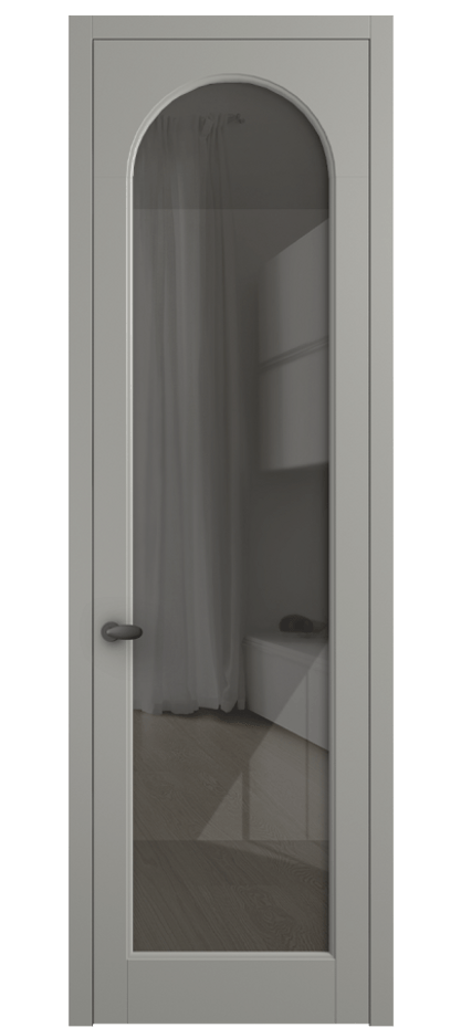 Межкомнатная дверь Палаццо 6804 Матовый нейтральный серый Рефлективное серое стекло "Стопсол", калёное Цена 105029 ₽ | Volhovec