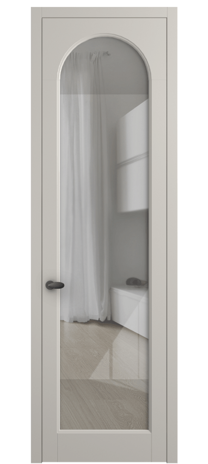 Межкомнатная дверь Палаццо 6804 Матовый облачно-серый Рефлективное прозрачное стекло "Стопсол", калёное Цена 108429 ₽ | Volhovec