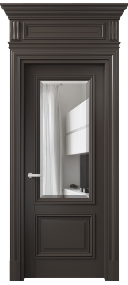 Межкомнатная дверь Антик 7302 Матовый антрацит Прозрачное стекло с фацетом Цена 162309 ₽ | Volhovec