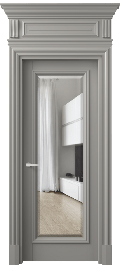 Межкомнатная дверь Антик 7300 Матовый нейтральный серый Прозрачное стекло с фацетом Цена 162309 ₽ | Volhovec