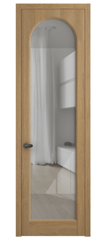 Межкомнатная дверь Палаццо 6804 Дуб пшеничный матовый Рефлективное прозрачное стекло "Стопсол", калёное Цена 156229 ₽ | Volhovec