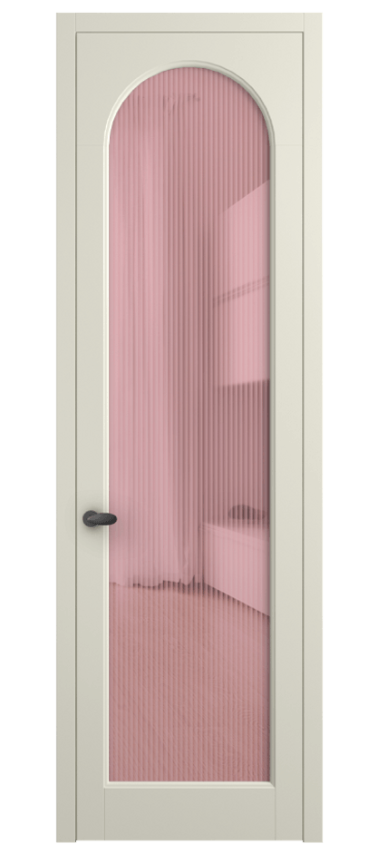 Межкомнатная дверь Палаццо 6804 Матовый молочно-белый Рифлёное розовое стекло "Мору", триплекс Цена 105029 ₽ | Volhovec