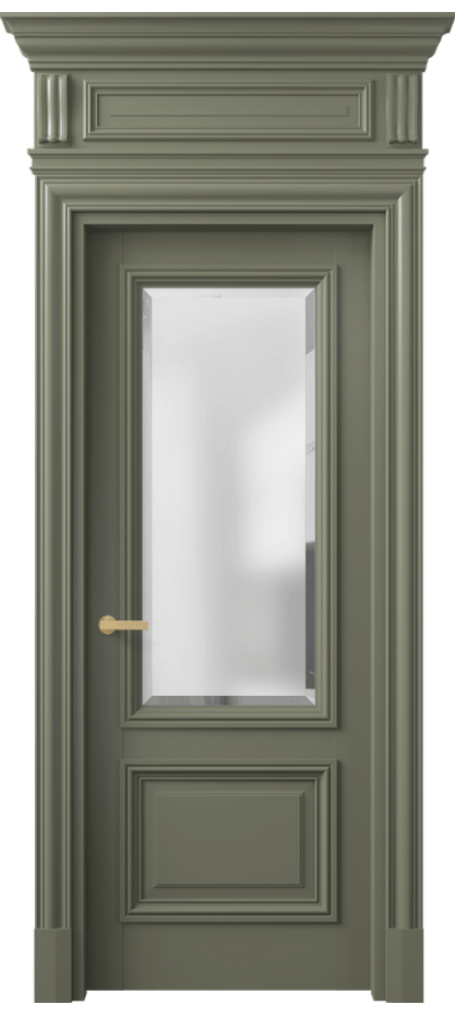 Межкомнатная дверь Антик 7302 Матовый оливковый тёмный Сатинированное стекло с фацетом Цена 164609 ₽ | Volhovec