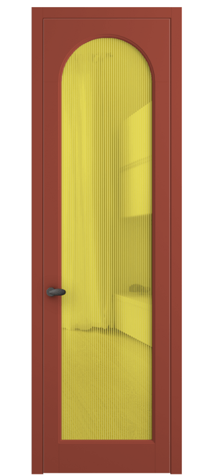 Межкомнатная дверь Палаццо 6804 Матовый белоснежный Рифлёное желтое стекло "Дюна", триплекс Цена 128899 ₽ | Volhovec