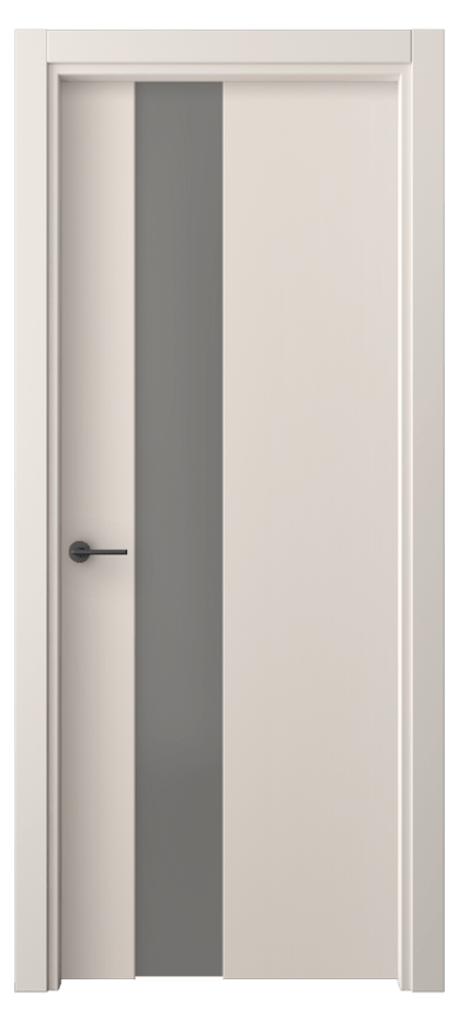 Межкомнатная дверь Freedom 4224 ПЭТ пудровый бежевый Сатинированное серое стекло, триплекс Цена 30799 ₽ | Volhovec