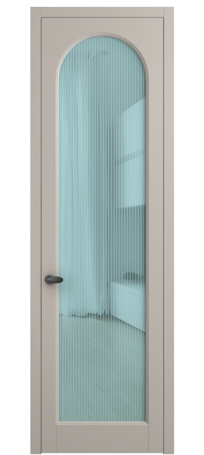 Межкомнатная дверь Палаццо 6804 Матовый светло-бежевый Рифлёное голубое стекло "Мору", триплекс Цена 105029 ₽ | Volhovec