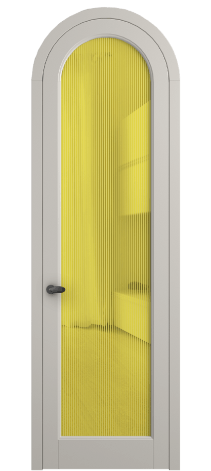 Межкомнатная дверь Palazzo 6814 Матовый облачно-серый Рифлёное желтое стекло "Дюна", триплекс Цена 131159 ₽ | Volhovec