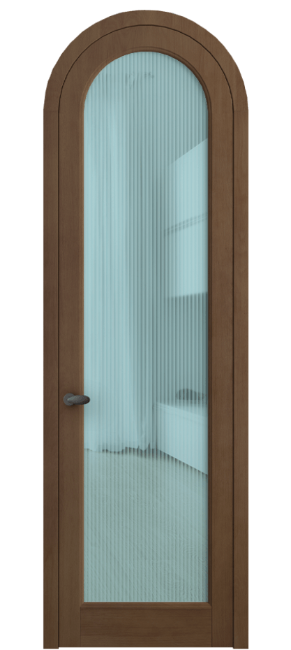 Межкомнатная дверь Палаццо 6814 Бук тёмный матовый Рифлёное голубое стекло "Moru", триплекс Цена 179739 ₽ | Volhovec